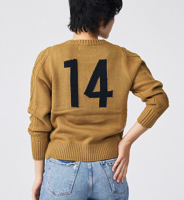 Rouge vif「【Le Melange/ル・メランジュ】ナンバリングケーブルニットプルオーバー」|ニット・セーター|キャメル