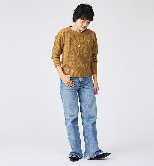 Rouge vif「【Le Melange/ル・メランジュ】ナンバリングケーブルニットプルオーバー」|ニット・セーター|