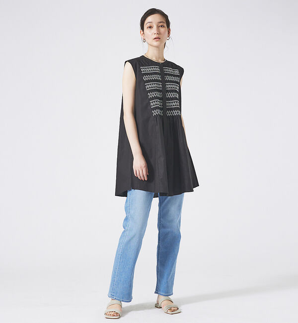 qualite「スモッキングチュニックシャツ」|シャツ・ブラウス|