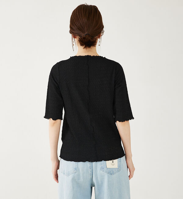 abahouse mavie「シャーリング5分袖プルオーバー」|Tシャツ・カットソー|