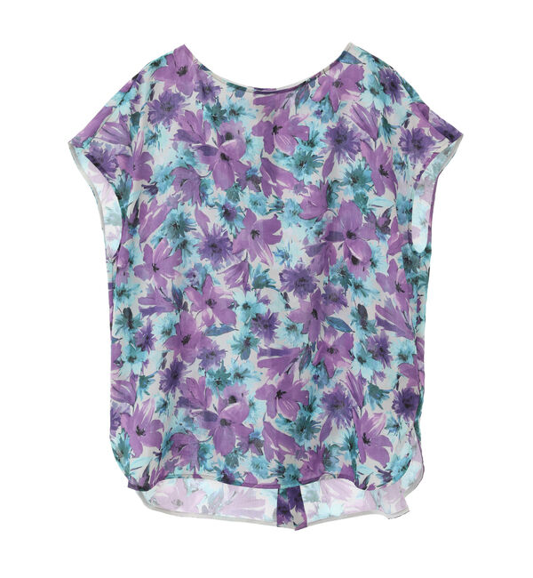 TIARA「カルゼフラワープリントバックボタンTブラウス」|シャツ・ブラウス|