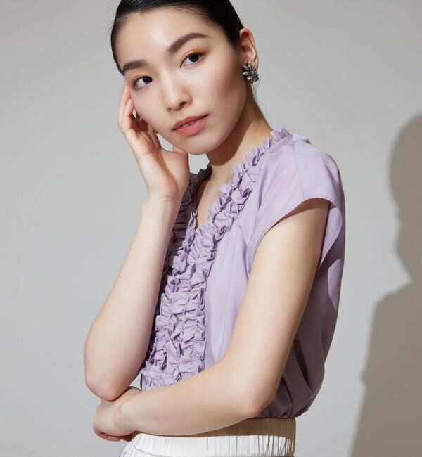 TIARA「Vネックフリルブラウス」|シャツ・ブラウス|