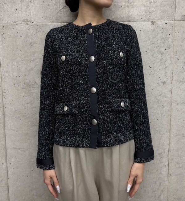 Liesse「ニットジャケット」|カーディガン|ネイビー