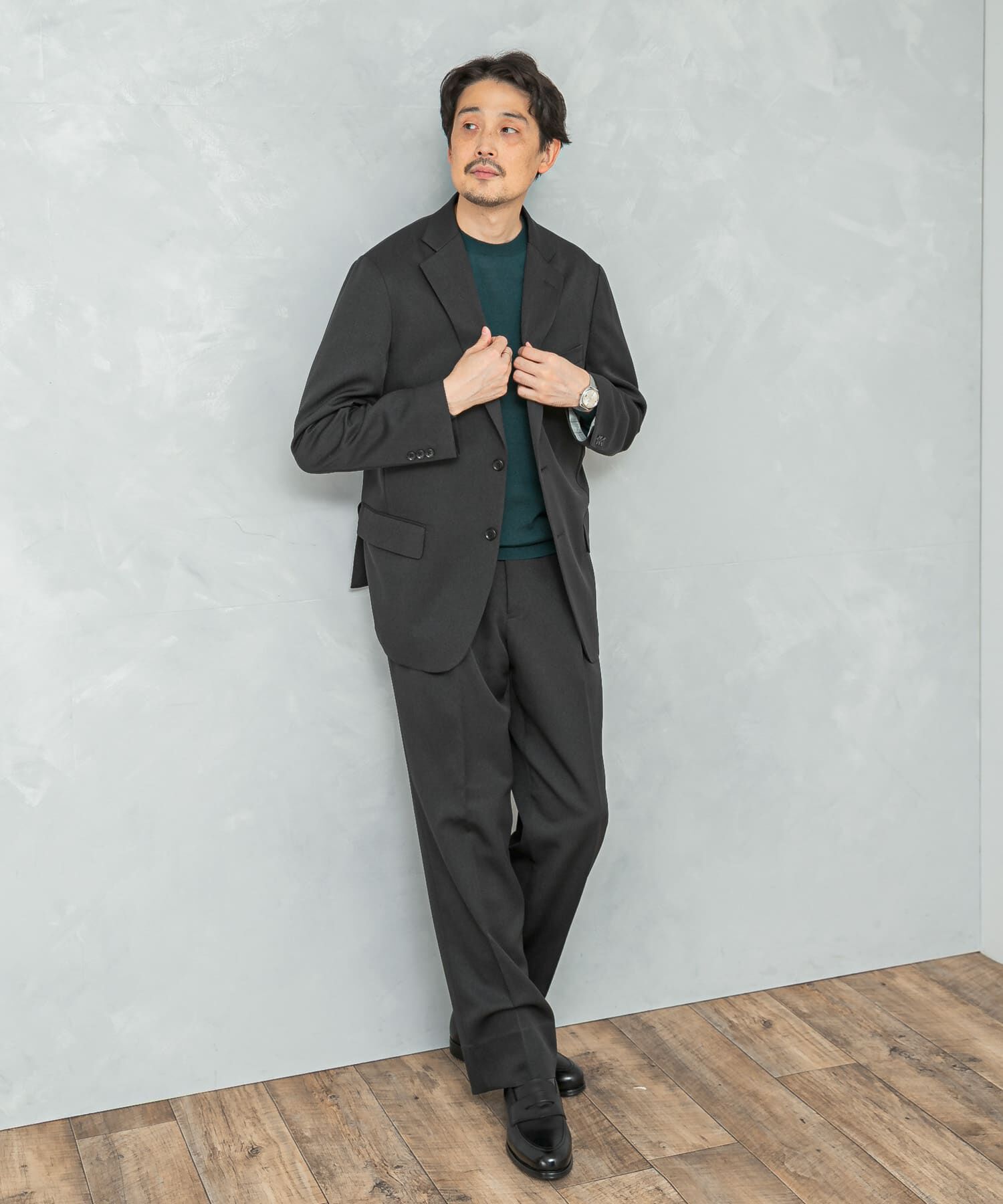 URBAN RESEARCH DOORS「LIFE STYLE TAILOR　レトロヘリンボンストレッチ2タックパンツ」|スラックス|