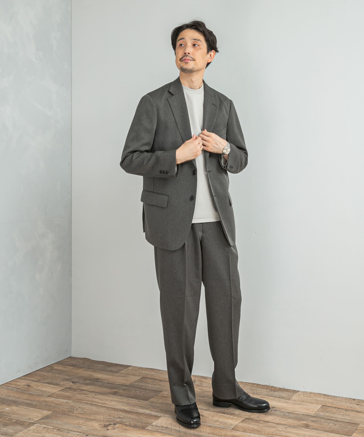 URBAN RESEARCH DOORS「LIFE STYLE TAILOR　レトロヘリンボンストレッチ2タックパンツ」|スラックス|