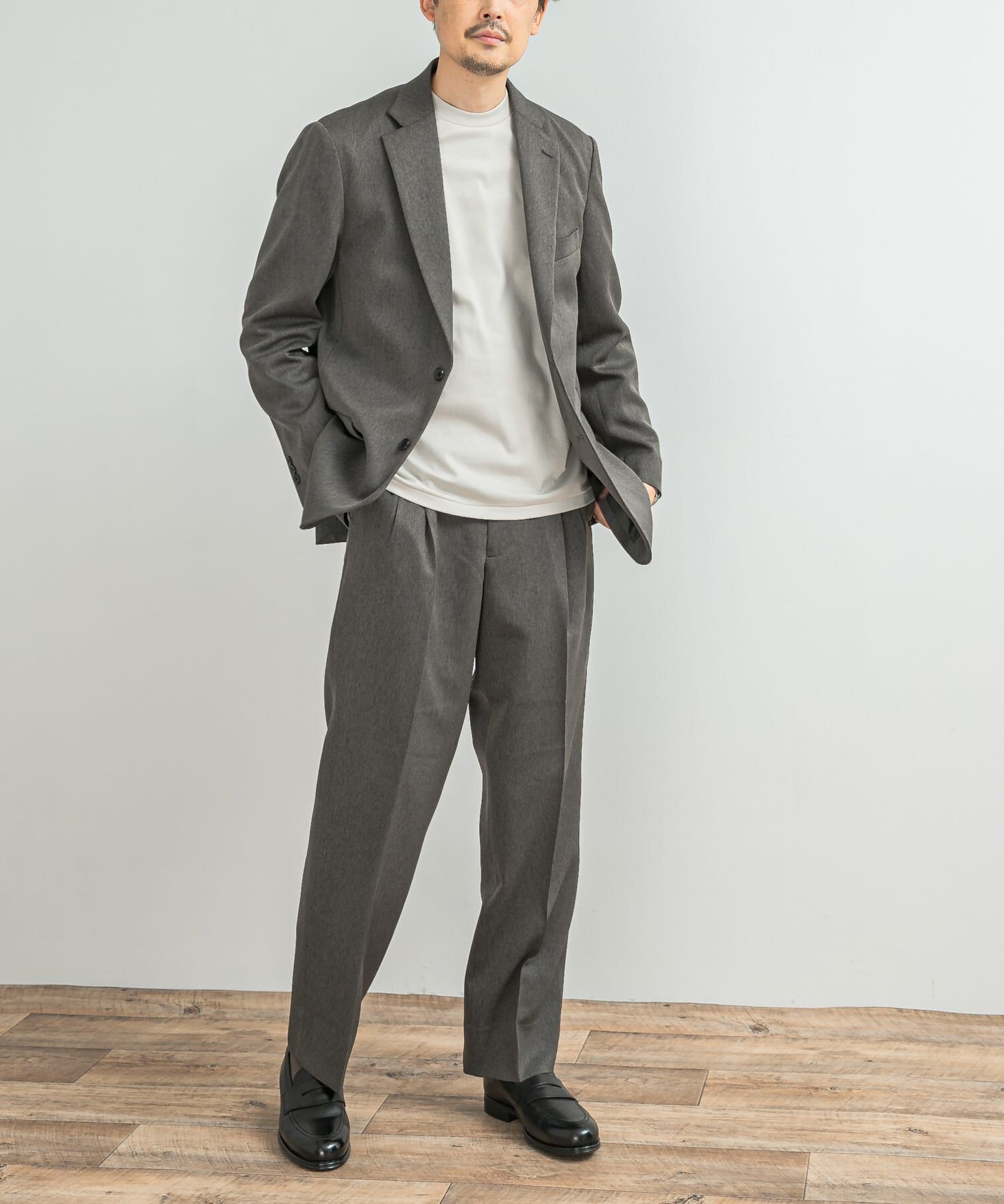 URBAN RESEARCH DOORS「LIFE STYLE TAILOR　レトロヘリンボンストレッチ2タックパンツ」|スラックス|