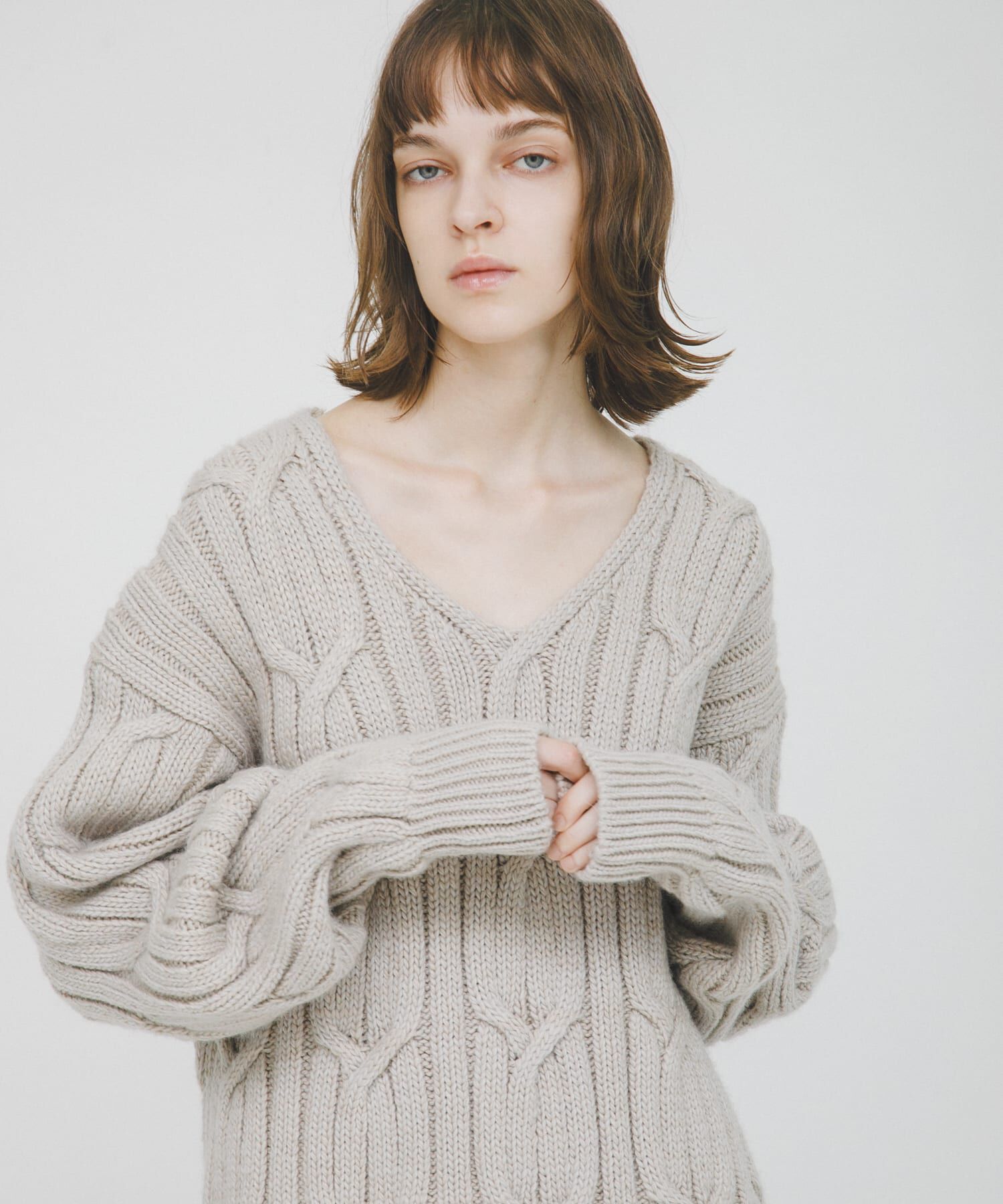 LAATO「big cable knit」|ニット・セーター|ライトグレー