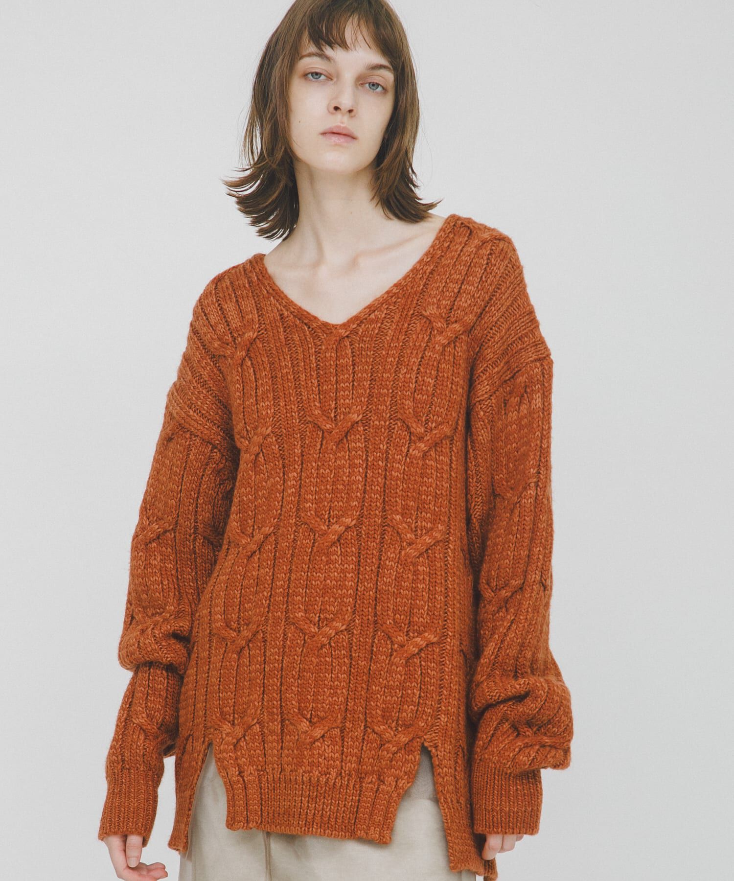 LAATO「big cable knit」|ニット・セーター|ブラウン