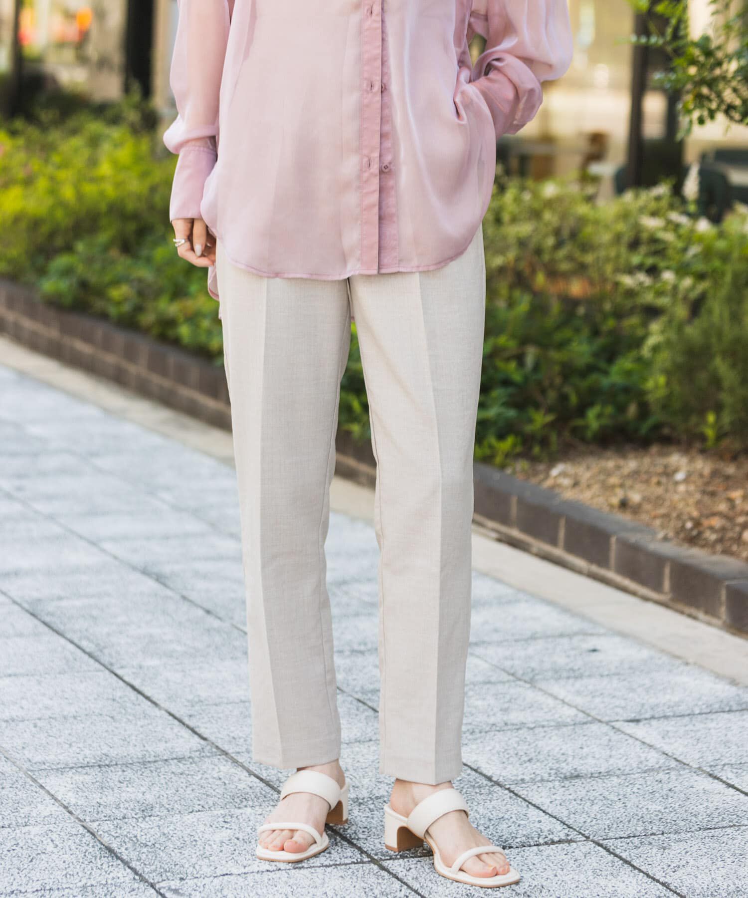 SENSE OF PLACE by URBAN RESEARCH「リネンライクハイウエストテーパードパンツ」|その他|ライトベージュ