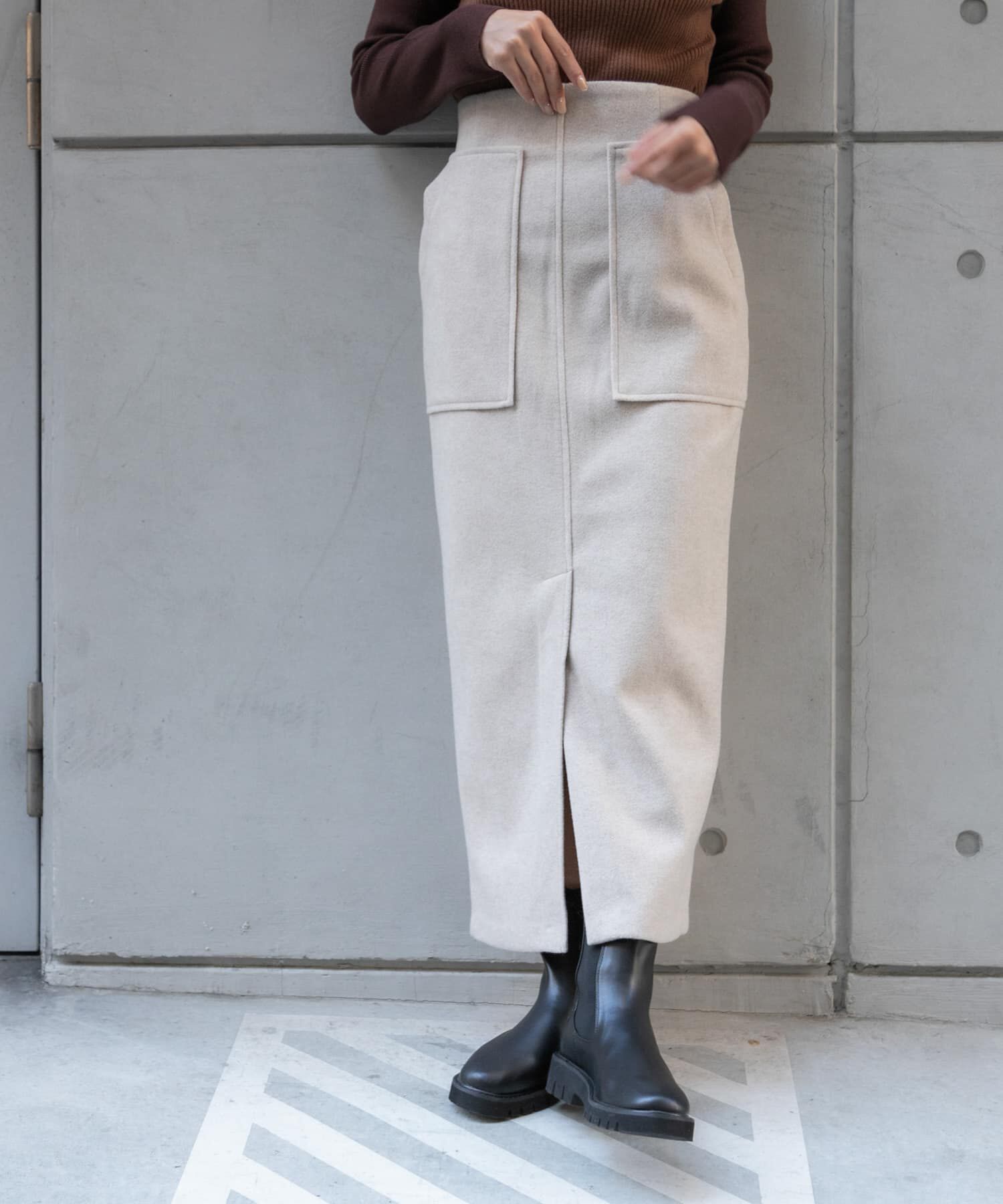 SENSE OF PLACE by URBAN RESEARCH「『TALLサイズ/WEB限定』ジャージメルトンアウトポケットスカート」|スカート|