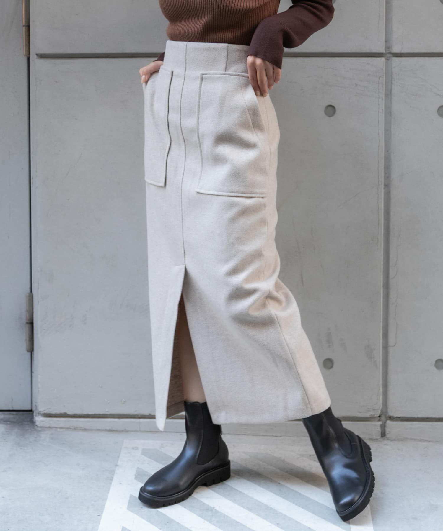 SENSE OF PLACE by URBAN RESEARCH「『TALLサイズ/WEB限定』ジャージメルトンアウトポケットスカート」|スカート|