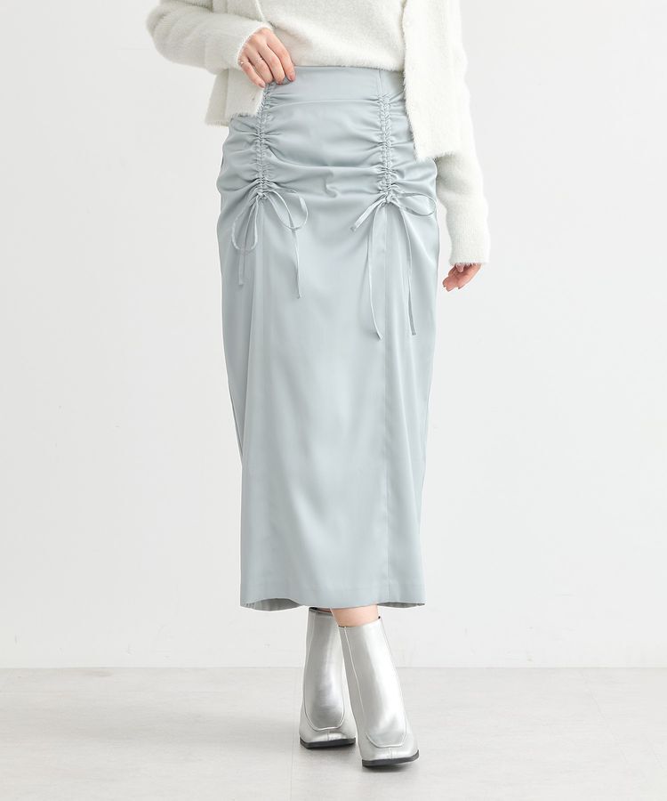 earth music&ecology「フロントドロストリボンナロースカート」|タイト|
