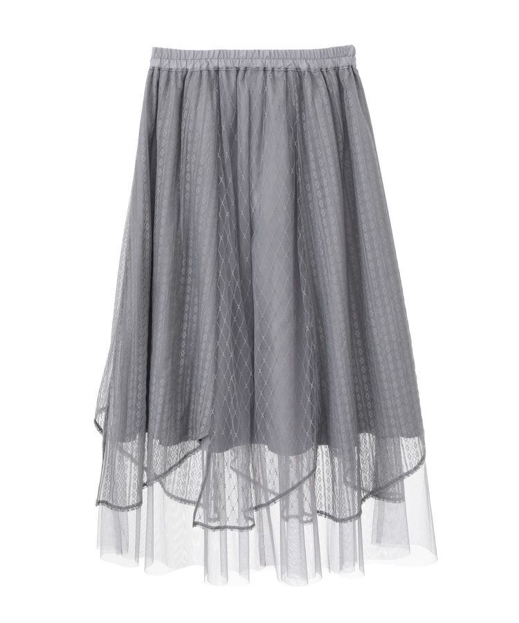 earth music&ecology「柄チュールヘムスカート」|フレア|