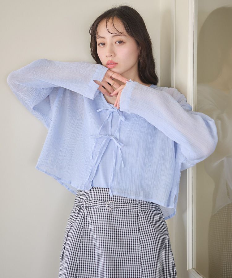 earth music&ecology「【WEB限定】SET2点クレープリボンブラウス+インナー」|シャツ・ブラウス|