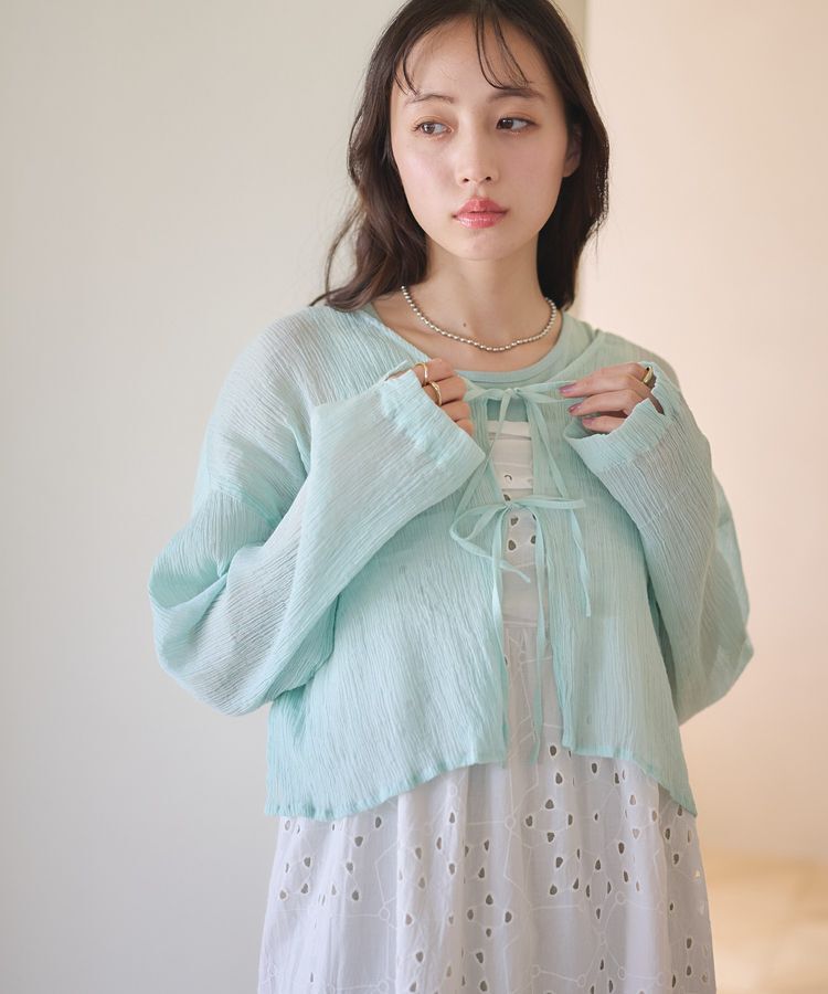 earth music&ecology「【WEB限定】SET2点クレープリボンブラウス+インナー」|シャツ・ブラウス|