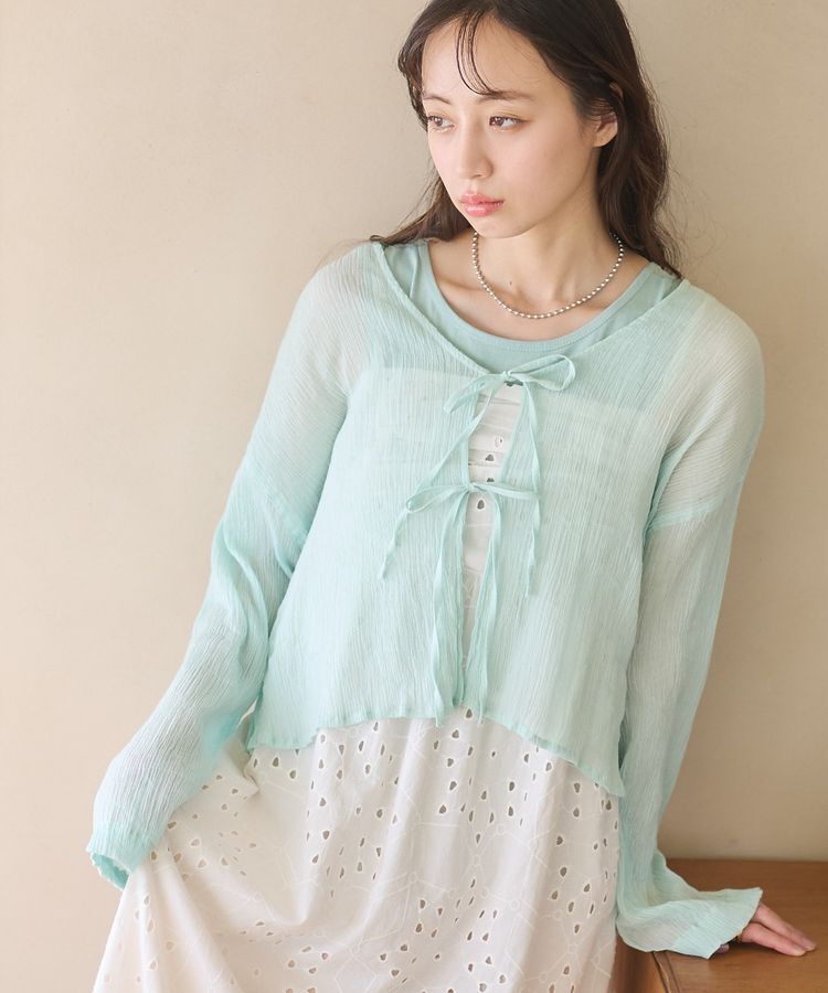 earth music&ecology「【WEB限定】SET2点クレープリボンブラウス+インナー」|シャツ・ブラウス|