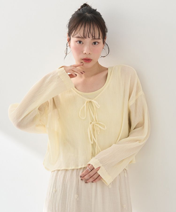 earth music&ecology「【WEB限定】SET2点クレープリボンブラウス+インナー」|シャツ・ブラウス|