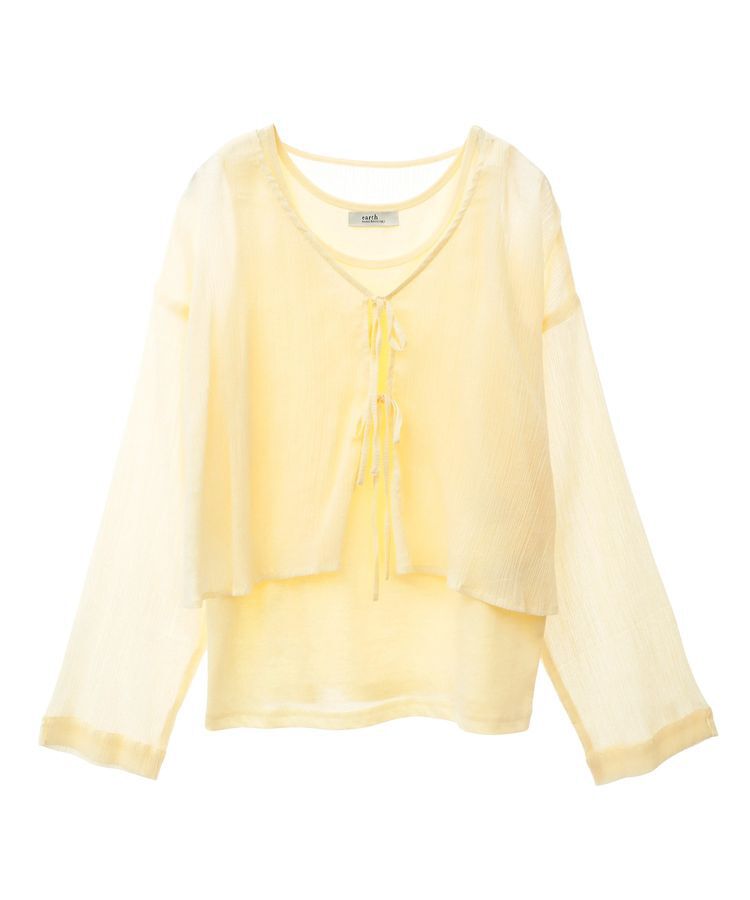 earth music&ecology「【WEB限定】SET2点クレープリボンブラウス+インナー」|シャツ・ブラウス|