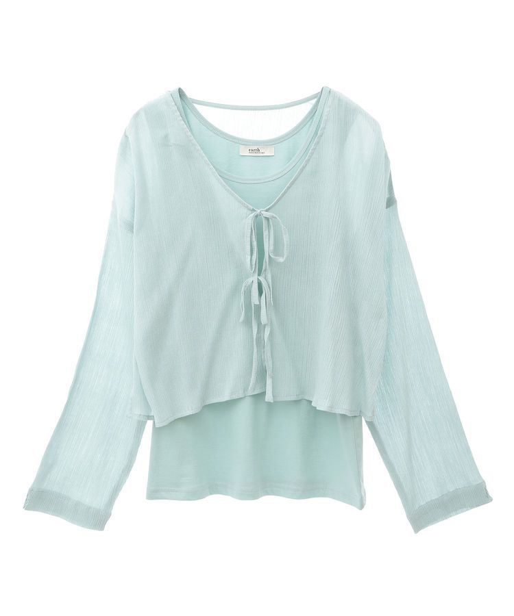earth music&ecology「【WEB限定】SET2点クレープリボンブラウス+インナー」|シャツ・ブラウス|
