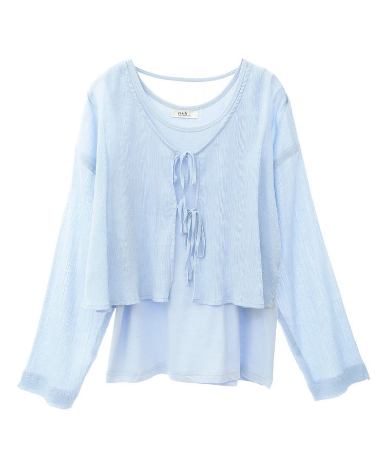 earth music&ecology「【WEB限定】SET2点クレープリボンブラウス+インナー」|シャツ・ブラウス|