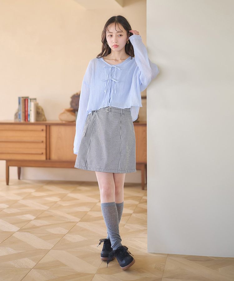 earth music&ecology「【WEB限定】SET2点クレープリボンブラウス+インナー」|シャツ・ブラウス|