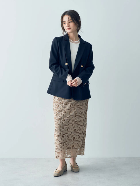 YECCA VECCA「幾何柄レースロングナロースカート」|スカート|