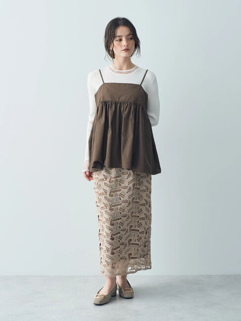 YECCA VECCA「幾何柄レースロングナロースカート」|スカート|