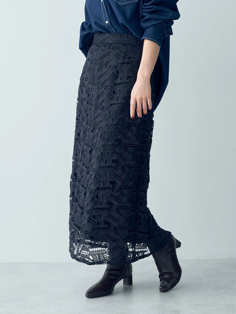 YECCA VECCA「幾何柄レースロングナロースカート」|スカート|