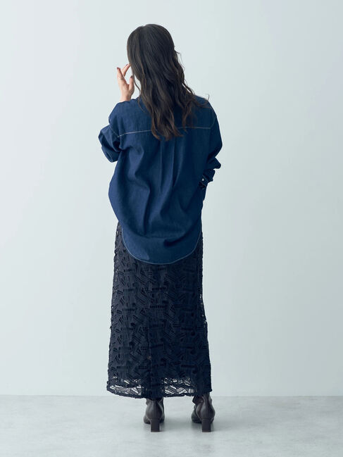 YECCA VECCA「幾何柄レースロングナロースカート」|スカート|