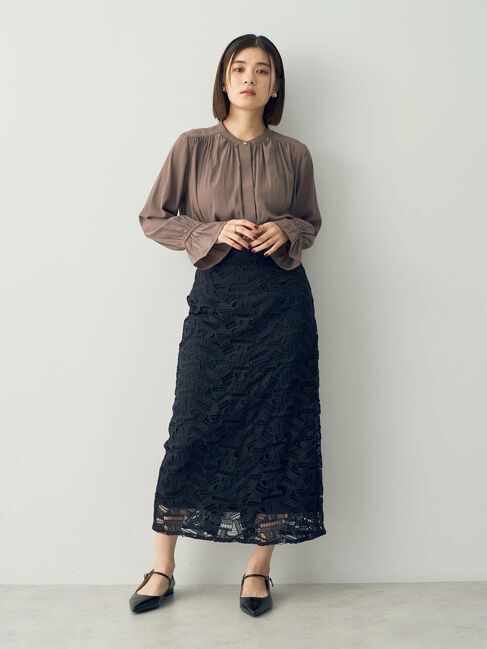 YECCA VECCA「幾何柄レースロングナロースカート」|スカート|