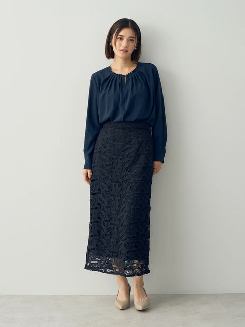 YECCA VECCA「幾何柄レースロングナロースカート」|スカート|