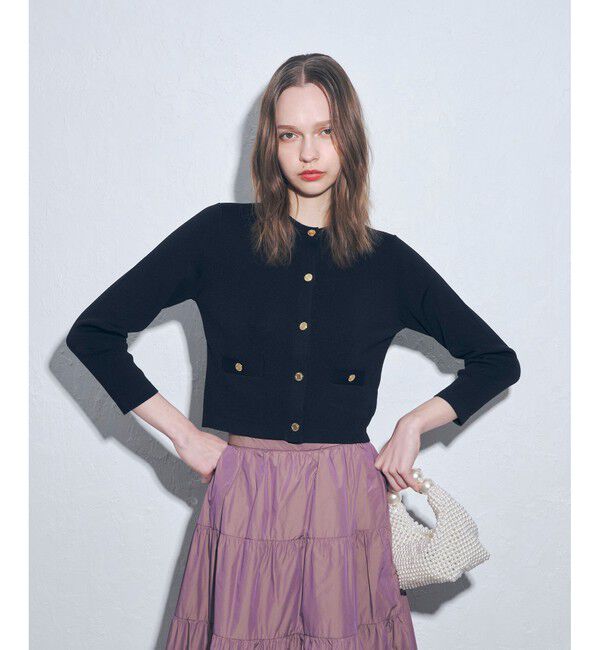 LOULOU WILLOUGHBY「【LOULOU WILLOUGHBY】ソウバリクルーコンパクトカーディガン」|カーディガン|ブラック