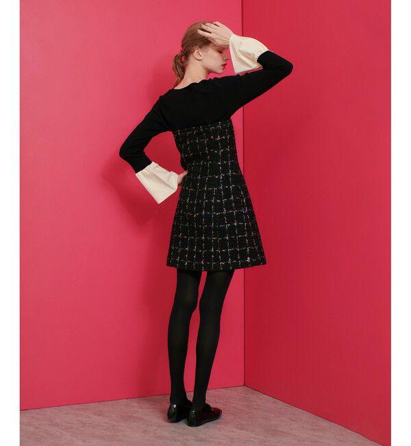 LOULOU WILLOUGHBY「【LOULOU WILLOUGHBY】CAMPOREラメツイードベアワンピース」|ワンピース|