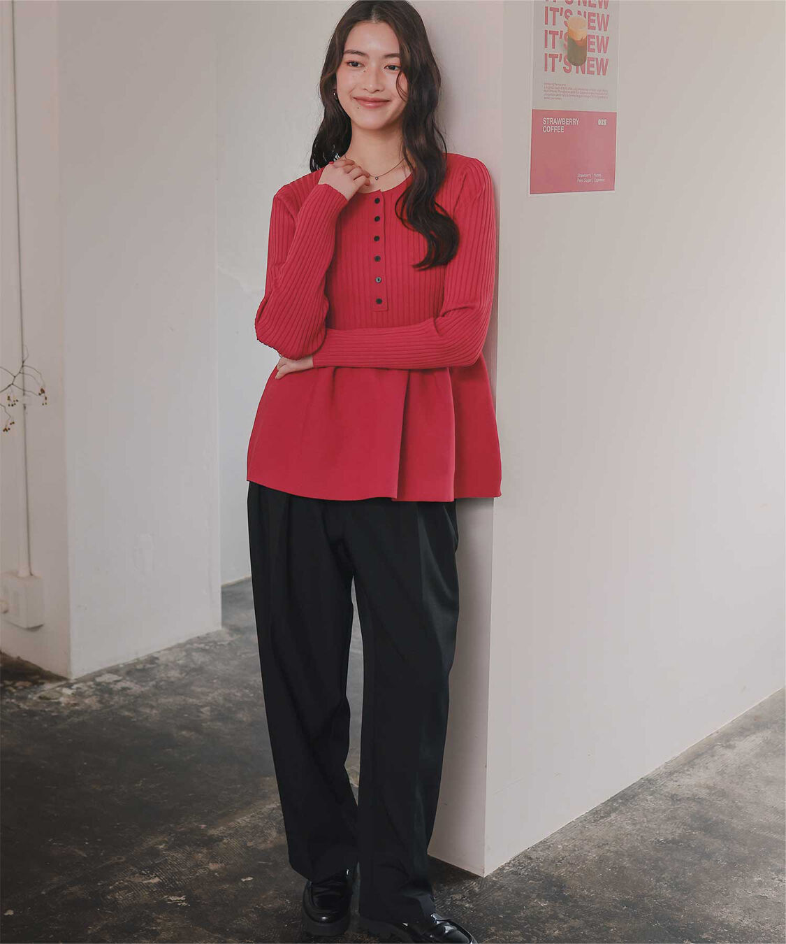 titivate「前後2wayヘンリーネックペプラムニットトップス」|ニット・セーター|