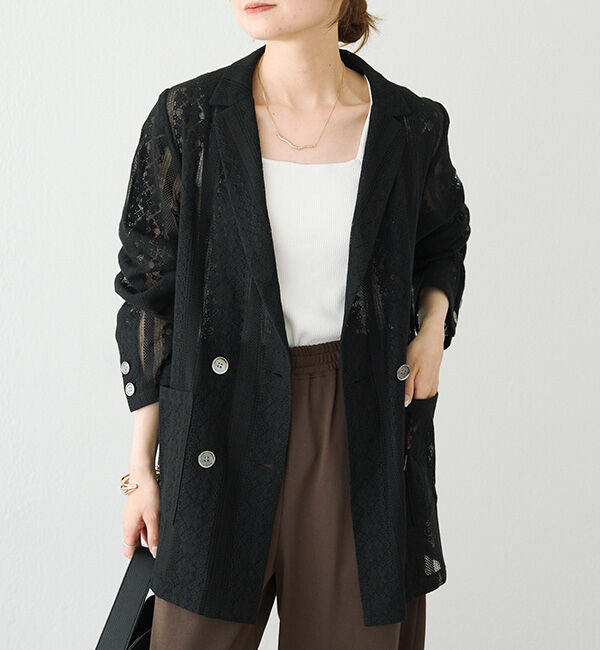  「ヴィンテージライクレースジャケット」|テーラードジャケット|ブラック