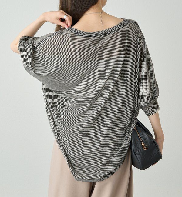  「ミジンボーダー袖口リブTシャツ」|Tシャツ・カットソー|