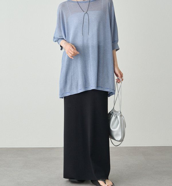  「ミジンボーダー袖口リブTシャツ」|Tシャツ・カットソー|