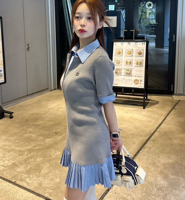  「【Nono企画】ドッキングプリーツ半袖ワンピ」|ワンピース|