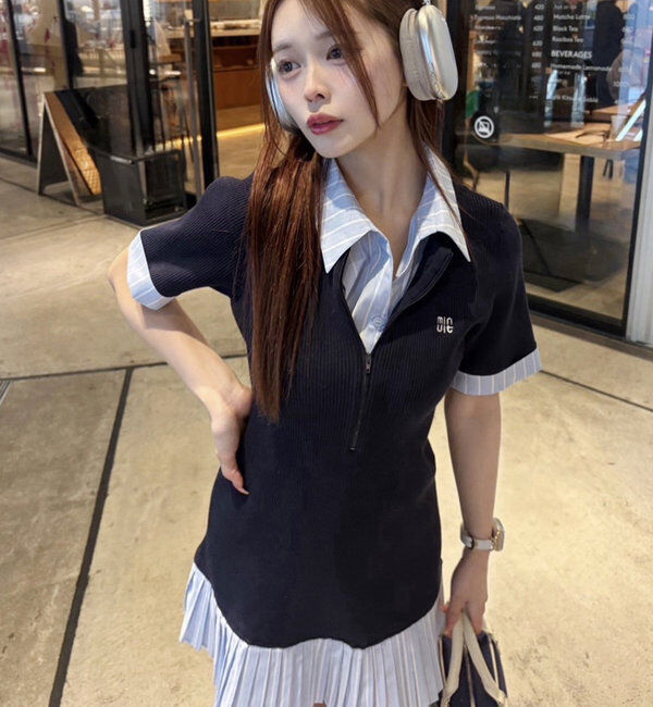  「【Nono企画】ドッキングプリーツ半袖ワンピ」|ワンピース|