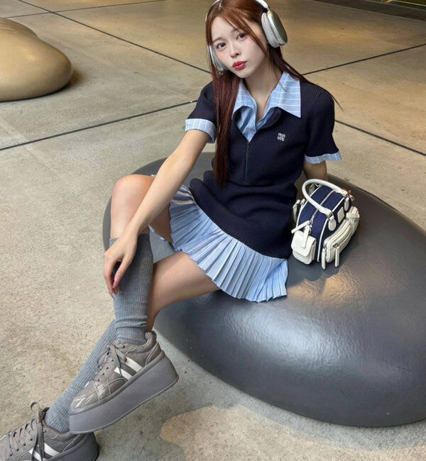  「【Nono企画】ドッキングプリーツ半袖ワンピ」|ワンピース|