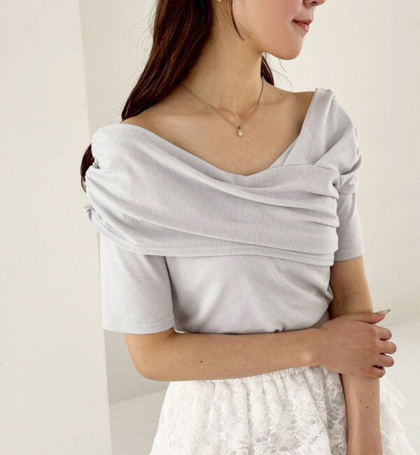  「オフショルにもなる/クロストップス」|プルオーバー|グレー