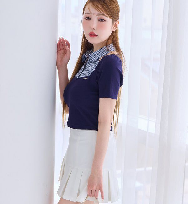  「チェックレイヤードトップス」|プルオーバー|