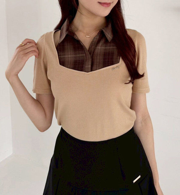 「チェックレイヤードトップス」|プルオーバー|