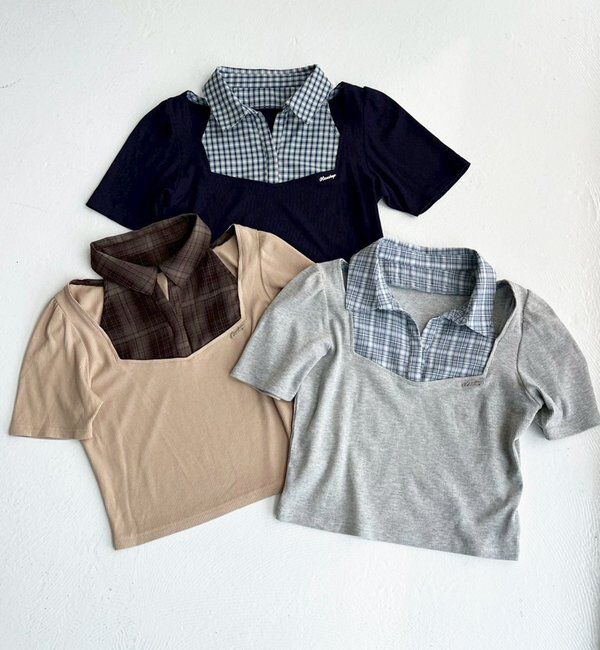  「チェックレイヤードトップス」|プルオーバー|