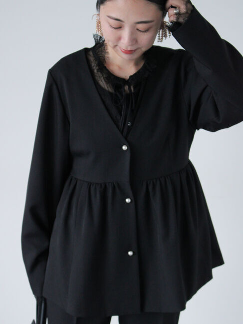 sm2rhythm「【セレモニーアイテム】ペプラムジャケット(セットアップ可)」|その他|ブラック