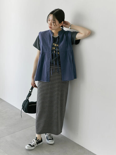 Samansa Mos2 blue「【Made in India】リボンベスト」|シャツ・ブラウス|