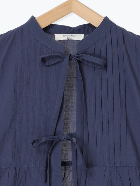 Samansa Mos2 blue「【Made in India】リボンベスト」|シャツ・ブラウス|