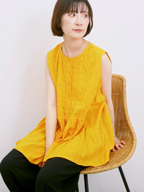 Samansa Mos2 blue「【Made in India】ノースリーブレースブラウス」|シャツ・ブラウス|