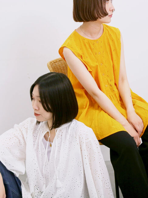 Samansa Mos2 blue「【Made in India】ノースリーブレースブラウス」|シャツ・ブラウス|