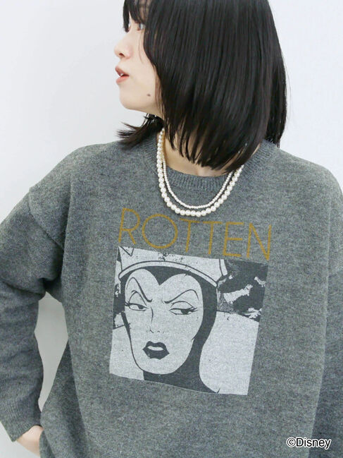 Samansa Mos2 blue「【Disney】ヴィランズ/ニット」|ニット・セーター|グレー